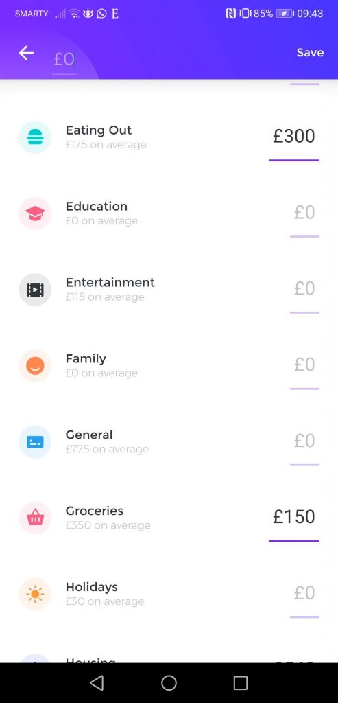 emma app budget suggestions