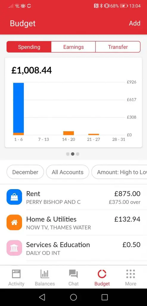 honeydue app budget tracker screenshot