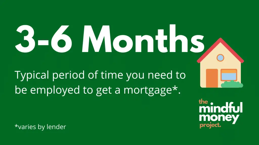 how long do you need to be employed to get a mortgage uk? 3-6 months is the standard but it varies by lender.