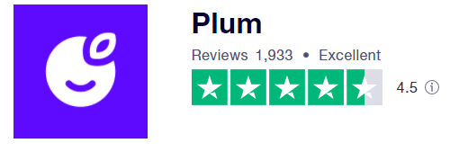 screenshot of trustpilot reviews for Plum as at June 2021