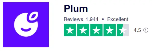 Screenshot of Plum reviews on Trustpilot for the Plum vs Chip comparison